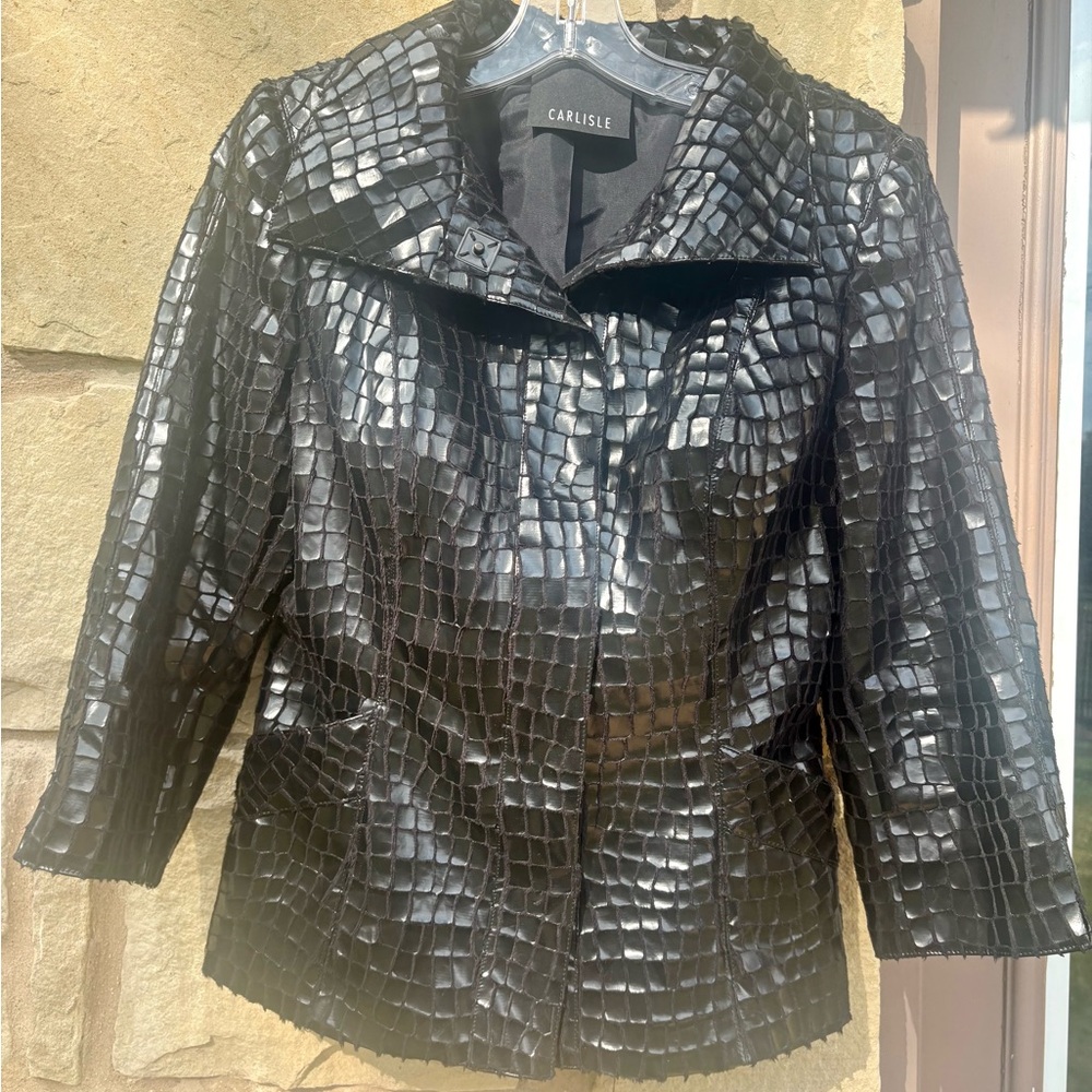 Vintage Carlisle Shiny Black Textured Jacket